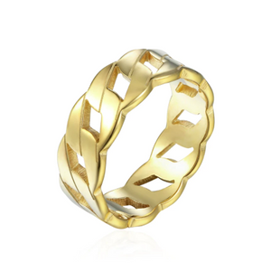 Stainless Steel Yellow Gold / Rose Gold / White Gold Plated Chain Ring