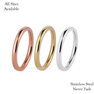 Stainless Steel Rose Gold Yellow Gold Plated Rounded Band Ring