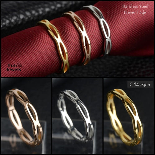 Stainless Steel Silver / Yellow Gold / Rose Gold Stylish and Trendy Ring