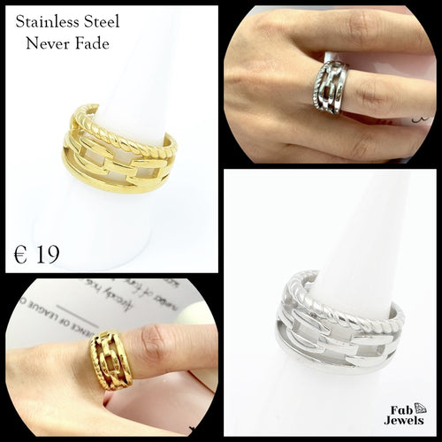 Stainless Steel Silver / Yellow Gold Stylish and Trendy Ring