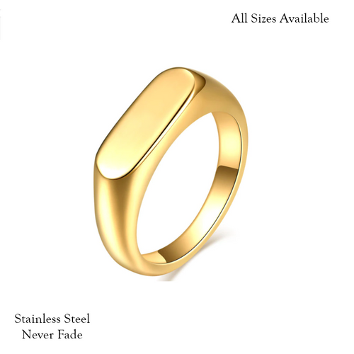 Yellow Gold Plated Stainless Steel Signet Ring