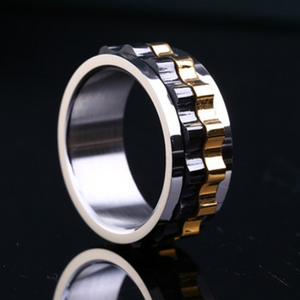 Stainless Steel 316L High Quality 3 Tone Men's Spin Ring