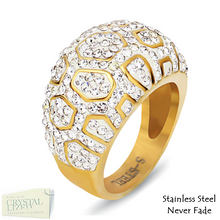 Load image into Gallery viewer, Highest Quality Stainless Steel 316L Yellow Gold Tone Ring with Sparkling Swarovski Crystals