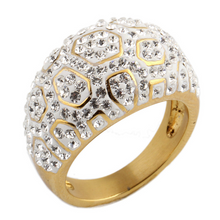 Load image into Gallery viewer, Highest Quality Stainless Steel 316L Yellow Gold Tone Ring with Sparkling Swarovski Crystals