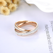 Load image into Gallery viewer, Stainless Steel 316L 2 in 1 Ring Rose Gold Plated with Sparkling Swarovski Crystals