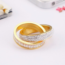 Load image into Gallery viewer, Stainless Steel 316L 2 in 1 Ring Yellow White Gold Plated with Sparkling Swarovski Crystals
