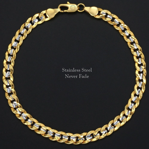 Stainless Steel 316L 2 Tone Solid Set Necklace Bracelet