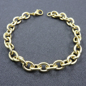 Yellow Gold Plated on Stainless Steel 316L Rolo Chain Necklace Bracelet Set