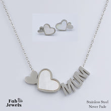 Load image into Gallery viewer, High Quality Stainless Steel 316L Mum Heart SET with Shell Necklace and Earrings