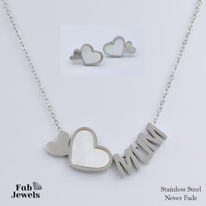 High Quality Stainless Steel 316L Mum Heart SET with Shell Necklace and Earrings