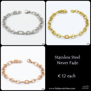 Stainless Steel 316L Yellow Gold Rose Gold Chain Bracelet