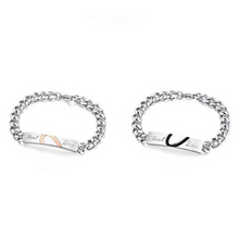 Load image into Gallery viewer, Stainless Steel Couple His and Hers Half Heart Bracelets Set