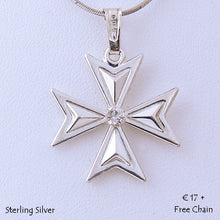 Load image into Gallery viewer, MALTESE CROSS  Sterling Silver 925 Pendant with Cubic Zirconia Free Chain