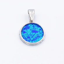 Load image into Gallery viewer, MALTESE CROSS Sterling Silver 925 Blue Opal Round Pendant Free Necklace