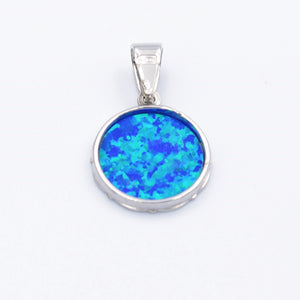MALTESE CROSS Sterling Silver 925 Blue Opal Round Pendant Free Necklace