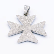 Load image into Gallery viewer, Beautiful MALTESE CROSS Sterling Silver 925 Blue Opal Pendant Free Chain