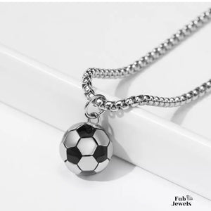 Football Ball Stainless Steel Pendant with Necklace