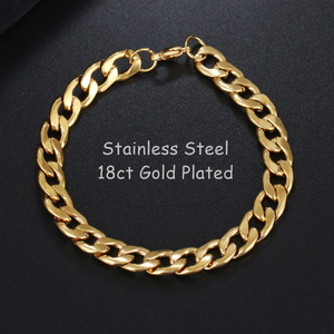 Stainless Steel 316L Gold Plated Curb Chain Bracelet