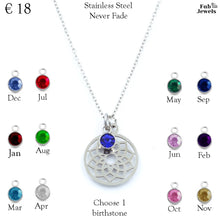 Load image into Gallery viewer, Stainless Steel Necklace Hollow Dainty Pendant Personalised Birthstone Charm