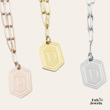 Load image into Gallery viewer, Stainless Steel Hexagon Initial Pendant Including Paperclip Chain