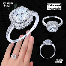 Load image into Gallery viewer, Highest Quality Titanium Steel Princess Cut Ring with AAAAA Cz