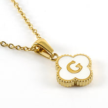 Load image into Gallery viewer, Stainless Steel 18ct Gold Plated Shell Clover Initial Letter Double Sided Pendant