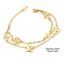 Load image into Gallery viewer, Stainless Steel Yellow Gold Plated Double Charm Bracelet