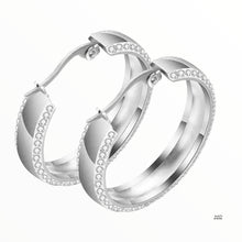 Load image into Gallery viewer, Stainless Steel Hoop Earrings Hypoallergenic with Sparkling Crystals