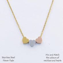 Load image into Gallery viewer, Stainless Steel 3 Love Heart Necklace Yellow Gold Rose Gold Plated Silver