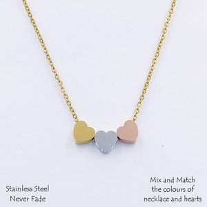 Stainless Steel 3 Love Heart Necklace Yellow Gold Rose Gold Plated Silver