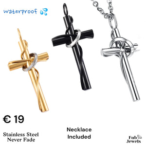 Stylish Stainless Steel 316L Cross Pendant and Necklace 2 sizes