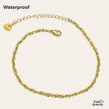 Load image into Gallery viewer, Stainless Steel Gold Plated Waterproof Twisted Ankle Chain Anklet