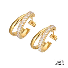 Load image into Gallery viewer, Stainless Steel Hypoallergenic Yellow White Gold Plated Earrings with Swarovski Crystals