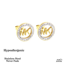 Load image into Gallery viewer, Stainless Steel Stylish Hypoallergenic Stud Earrings Silver Yellow Gold
