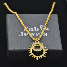 Load image into Gallery viewer, Yellow Gold Stainless Steel Rope Chain with Sun Pendant