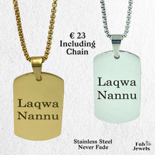 Load image into Gallery viewer, Stainless Steel Yellow Gold Engraved Laqwa Nannu Dog Tag Pendant with Necklace