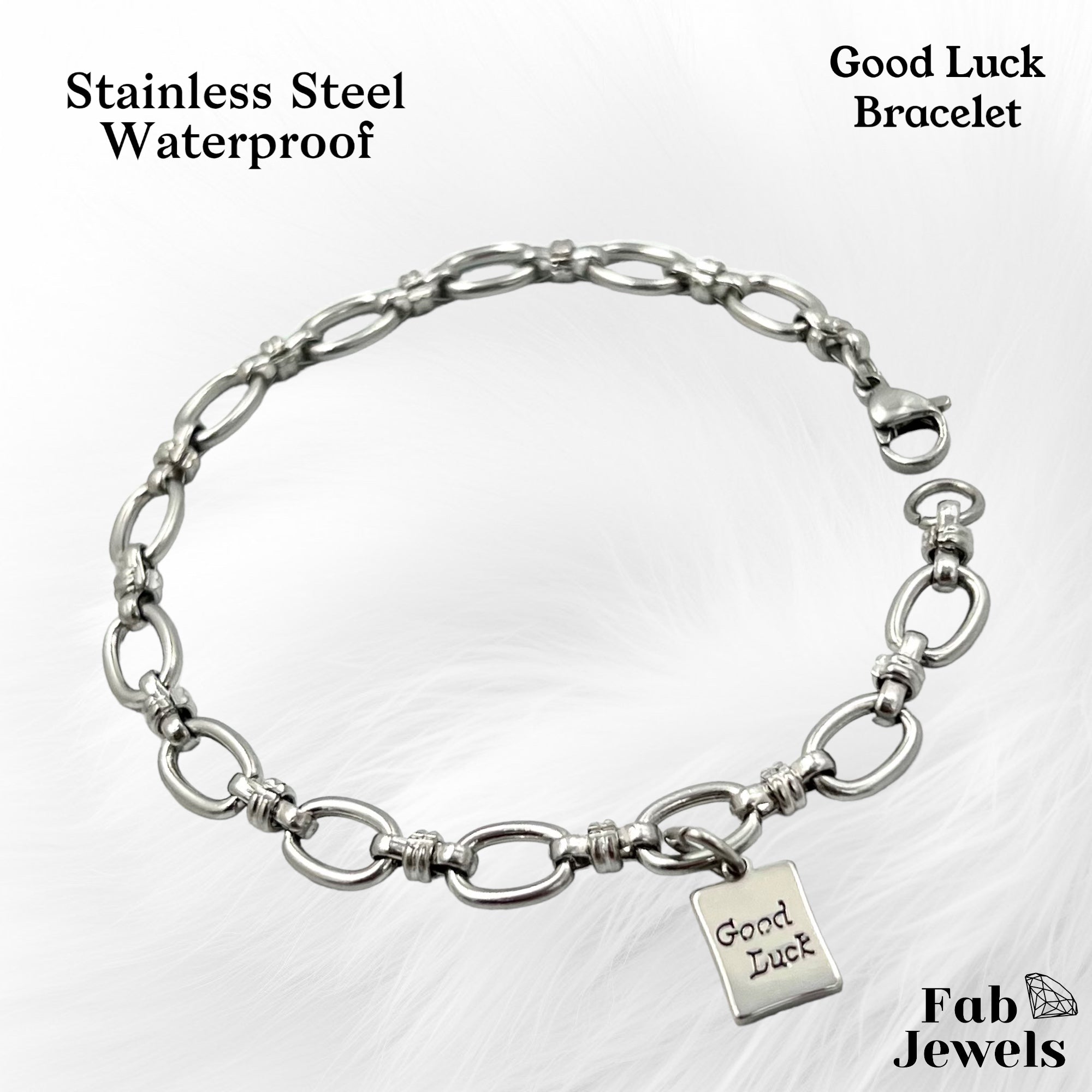 18 ct Gold Plated on Stainless Steel Silver Good Luck Charm Bracelet –  FabJewels 4less