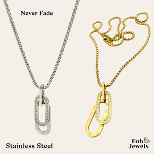 Stainless Steel Yellow Gold Plated Long Necklace