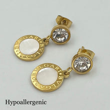 Load image into Gallery viewer, Gold Plated on Stainless Steel Hypoallergenic Dangling Earrings