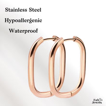 Load image into Gallery viewer, Stainless Steel Oval Simple Hypoallergenic Silver Yellow Gold Rose Gold Earrings
