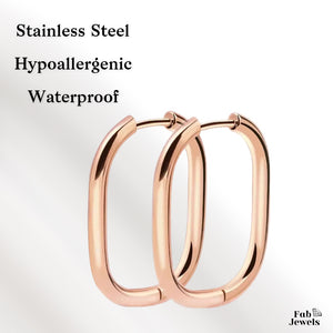 Stainless Steel Oval Simple Hypoallergenic Silver Yellow Gold Rose Gold Earrings