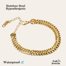 Load image into Gallery viewer, Stainless Steel 316L Yellow Gold Plated 2 in 1 Double Bracelet