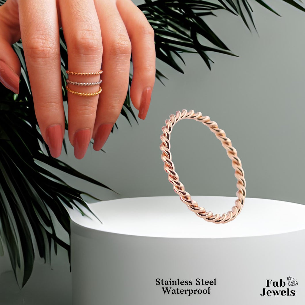 Stainless Steel Yellow Gold Rose Gold Twisted Knuckle Ring
