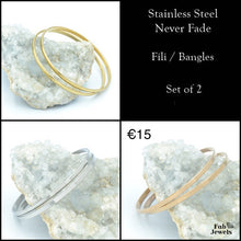 Load image into Gallery viewer, Yellow Gold / Rose Gold / Silver Stainless Steel Fili Bangles Set of 2