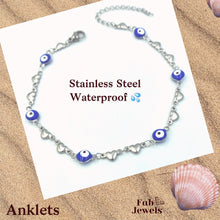 Load image into Gallery viewer, Stainless Steel 316L Evil Eye Anklet Ankle Chain Yellow Gold Silver