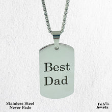 Load image into Gallery viewer, Stainless Steel Yellow Gold Engraved Best Dad  Dog Tag Pendant with Necklace
