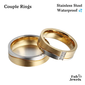 Yellow Gold Stunning Stainless 2 Tone Couple Rings His and Hers