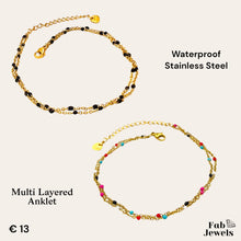 Load image into Gallery viewer, Gold Plated Stainless Steel Waterproof Multi Coloured Ball Chain Anklet
