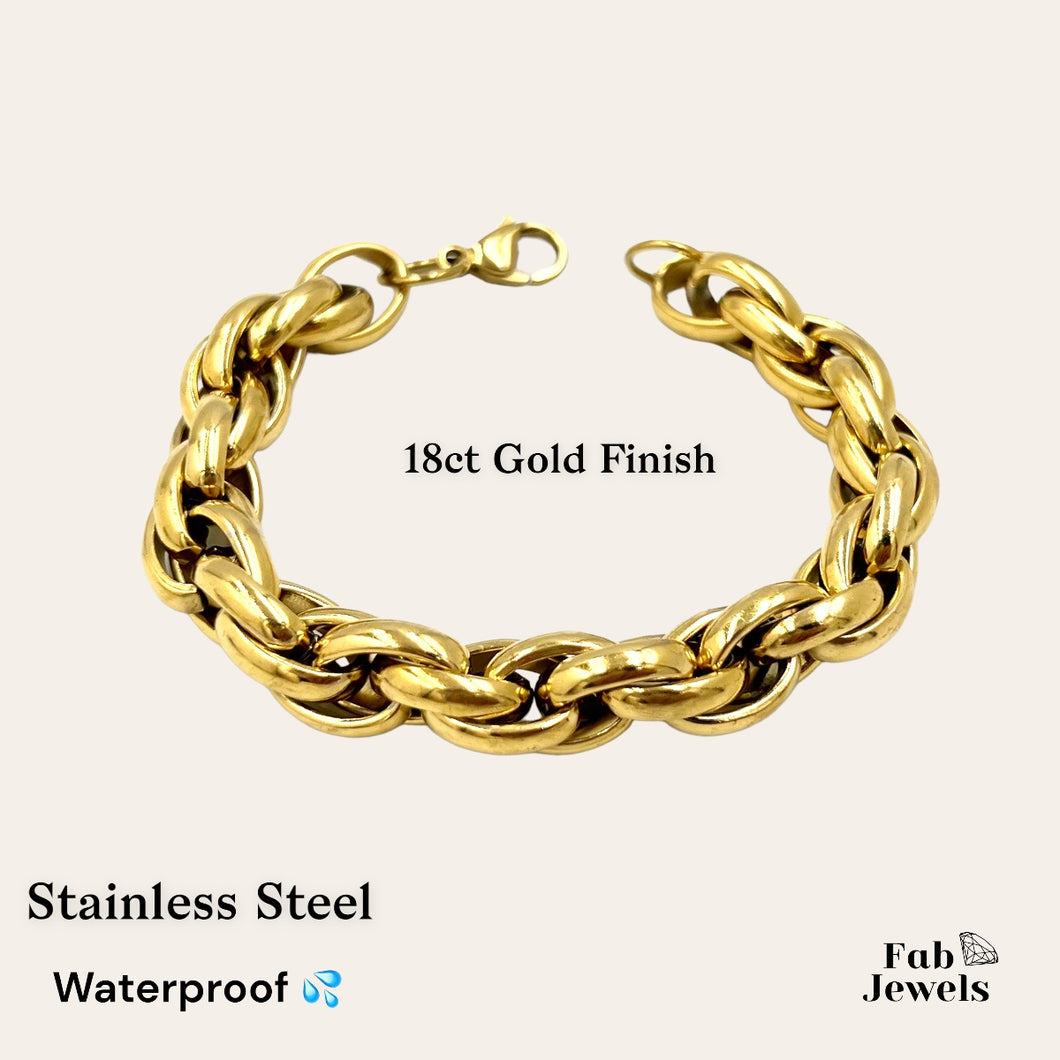 18ct Gold Plated Stainless Steel  Silver Bracelet