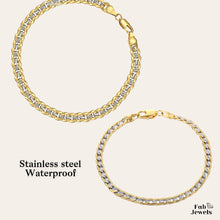 Load image into Gallery viewer, Stainless Steel Yellow Gold Plated 2 Tone Curb Chain Bracelet